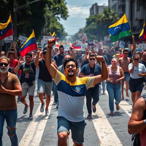 Fotografia di una manifestazione di protesta in Venezuela.