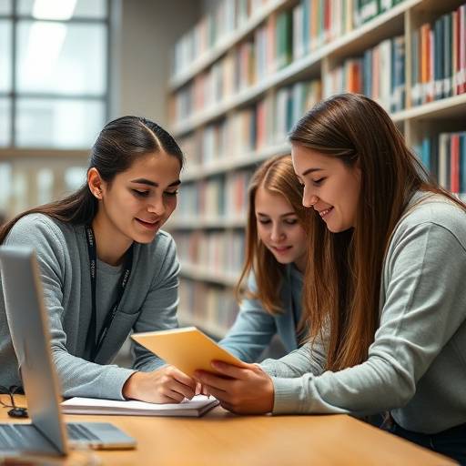 Studenti universitari che studiano insieme in biblioteca