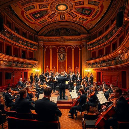 Un'orchestra sinfonica italiana che suona in un teatro storico