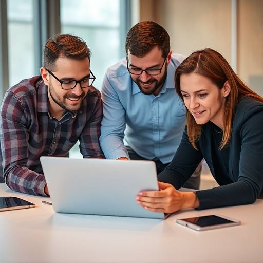 Un team di persone che lavorano su un computer portatile, simbolo della digitalizzazione.